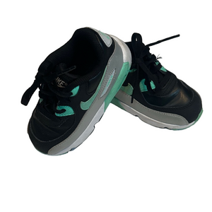 Nike Air Max Black and Green Kids Sneakers 8C